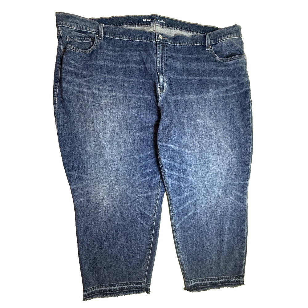 Old Navy Jeans Boyfriend Mid Rise Women's Size 30 Blue Denim Cropped Raw Hem-746